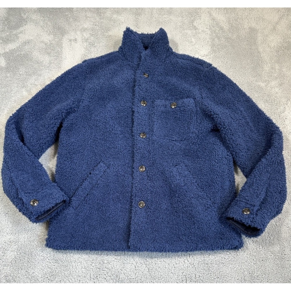 Bonobos Shirt Jacket Mens Medium Blue Sherpa Shacket Cabincore Standard Fit